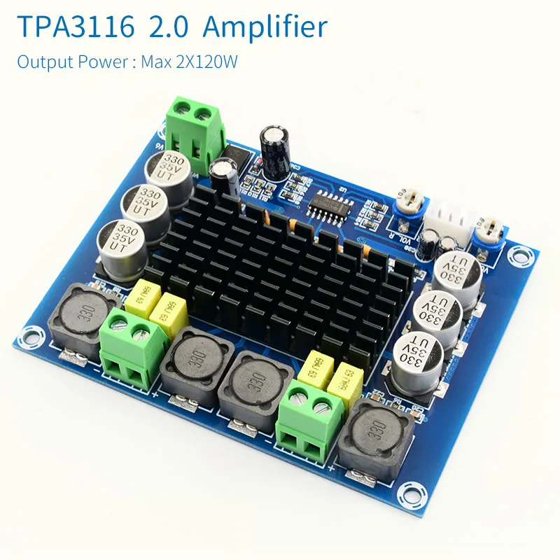 UNISIAN TPA3116 2,0 канальный аудио усилитель плата TPA3116D2 2X120 Вт Высокая мощность цифровой стерео аудио усилитель мощности