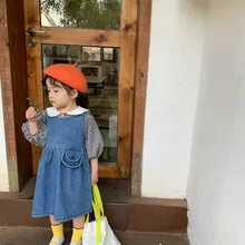 Новинка г.; весеннее джинсовое платье для девочек; платье принцессы для малышей