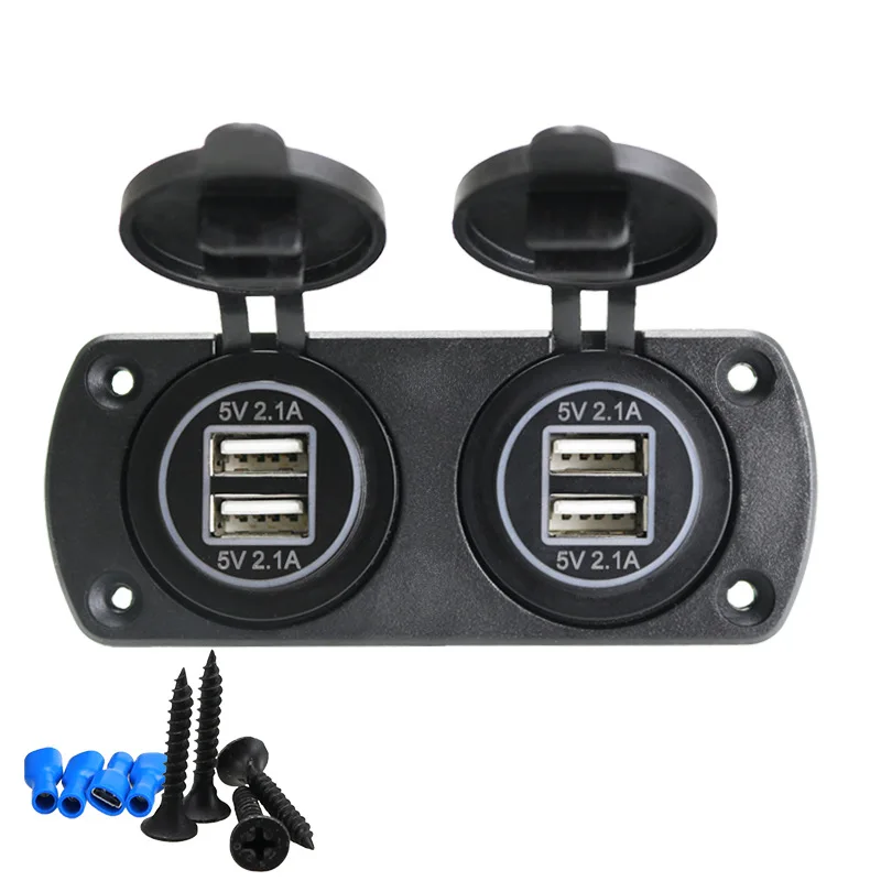 

Car Motorcycle/Boat Universal Double USB On-board Phone Charger Modified Dual Aperture 4.2A + Double Aperture 4.2A