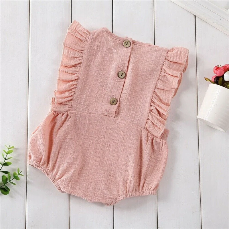 Милый детский комбинезон для новорожденных девочек летний с цветочным рисунком
