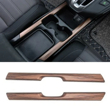

2 Pcs Car Left + Right Water Cup Holder Trim Stripes Peach Wood Grain Style For Honda CR-V CRV 2017-2018 Car-Styling