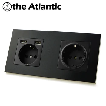 

DE EU Power Spain Russian Plug Socket With USB Charging For Phone Wall Double Socket 2 Gang Outelt PC Frame 16A 172*86mm