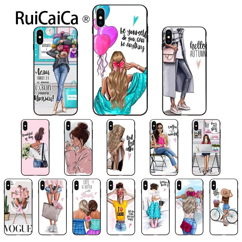 Ruicaica VOGUE Рождественская Принцесса Девушка женский Босс черный чехол для телефона