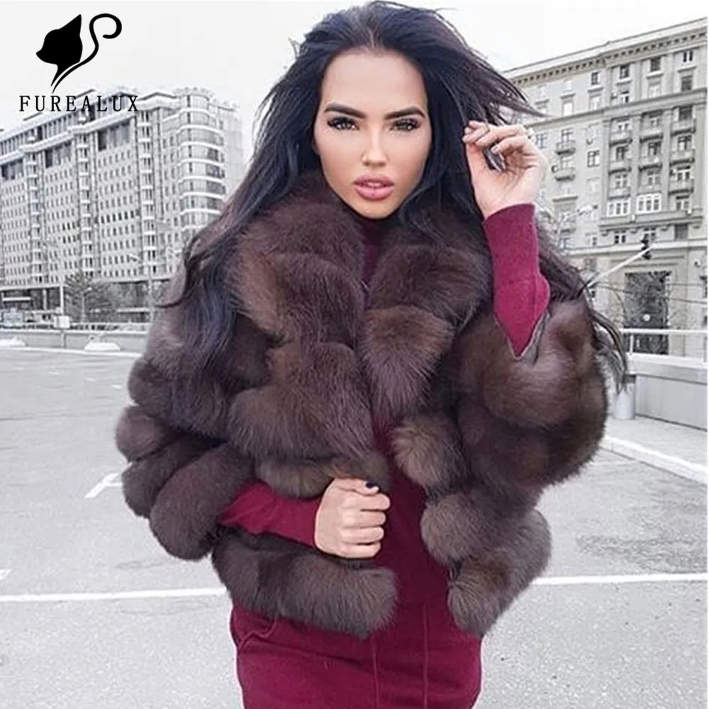 

Women's Blue Fox Fur Coat 2019 Super Luxury New Design Thick Warm High Quality Short Paragraph Handmade Clothing Real Fur Coat