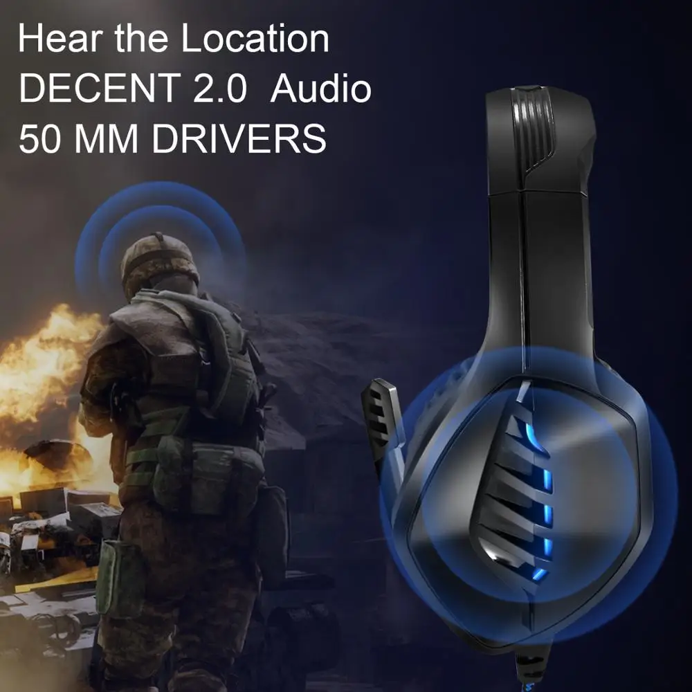 Professional Led Light Computer Gaming Headset Deep Bass Stereo Wired Adjustable Gaming Headphone With Mic for PS4 Xbox Laptop