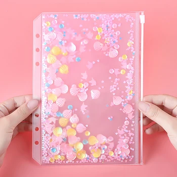 

5Pcs Cute Folder Binder Pouch School Student Girls Sequins 6 Holes Refill Organiser for Binder Planner Diary Notebook File