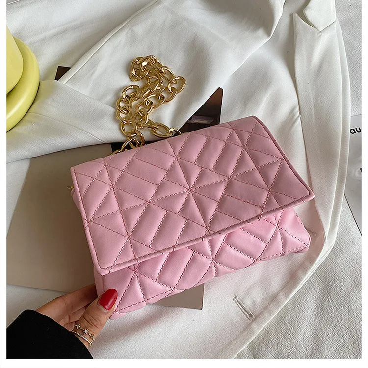 Branded Women's Shoulder Bags 2021 Metal Thick Chain Quilted Designer Purses And Handbag Women Clutch Bags Ladies Striped bag Branded Women's Shoulder Bags 2021 Metal Thick Chain Quilted Designer Purses And Handbag Women Clutch Bags Ladies Striped bag