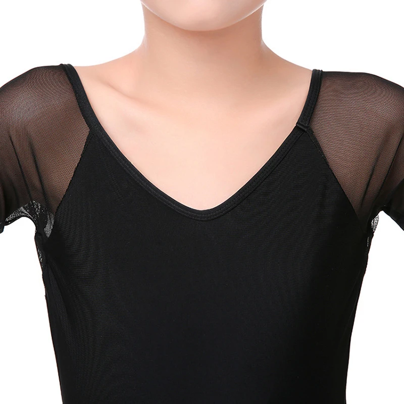 Girls Ballet Leotard Dancewear Spandex Short Sleeves Ballet Dance Class Gymnastics Chiffon Tied Skirt Set Ballerina Clothing