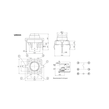 

10 Pcs LED Light Momentary Tactile Tact Push Button Switch 12x12x7.3mm 5 Colors