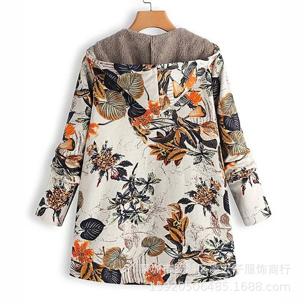 lower price  Hot Women Winter Warm Floral Floral Jacket Hooded Vintage Coat Oversized Winter Quilted Jacket Wome