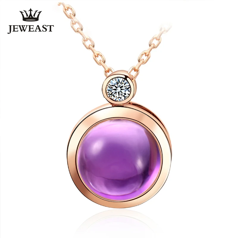 

Natural Amethyst 18K Pure Gold Pendant Real AU 750 Solid Gold Upscale Trendy Classic Party Fine Jewelry Hot Sell New 2019
