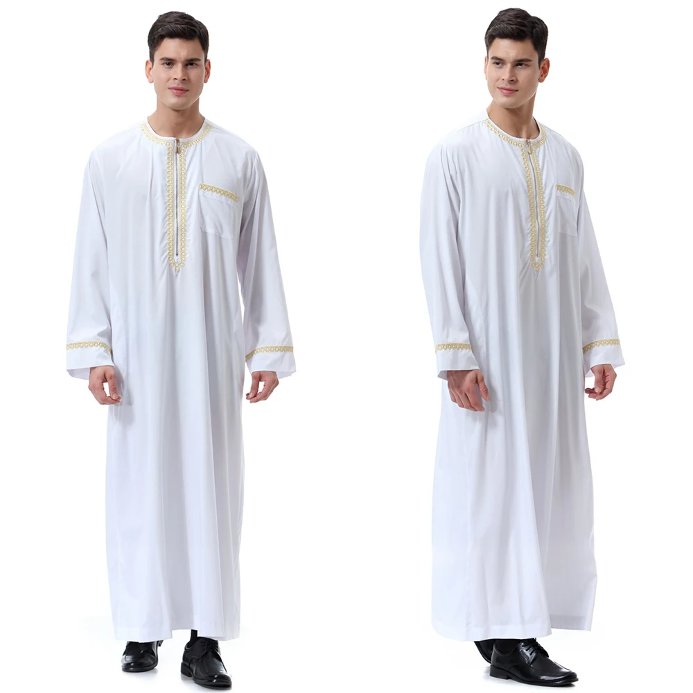Новая Черная мусульманская мужская одежда jubba thebe, мужской кафтан на молнии, арабский djellaba homme, пакистанский халат, мусульманский джеллаба, для мужчин, ислам