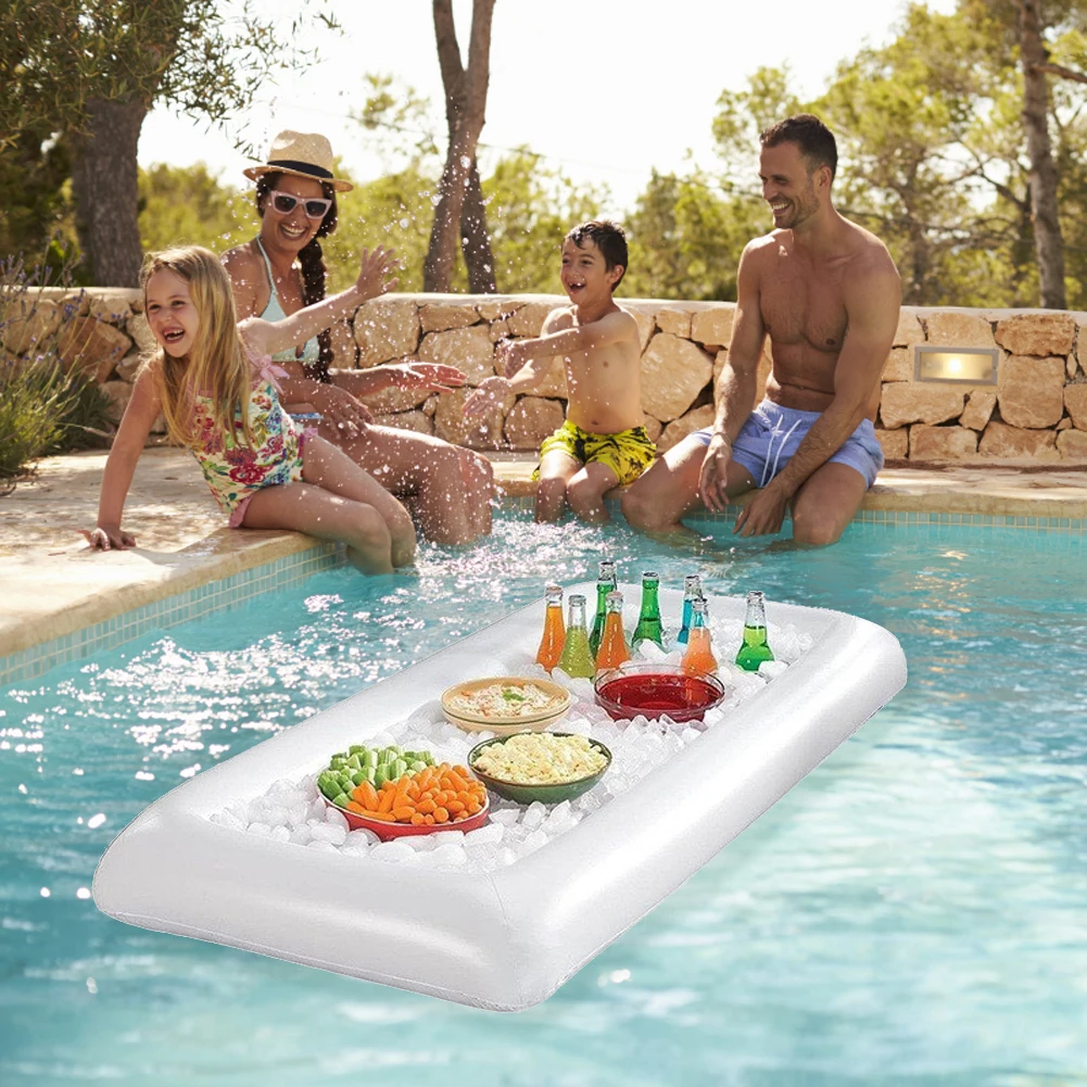 Inflatable Table Bar Tray Swimming Pool Float Cup Drink Beer Holder Beach Summer 