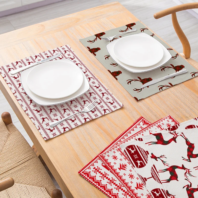

Fuwatacchi Modern Christmas Tableware Durable Dinner Table Placemat Tea Party Kitchen Accessories Bowl Cup Pads Drink Coasters