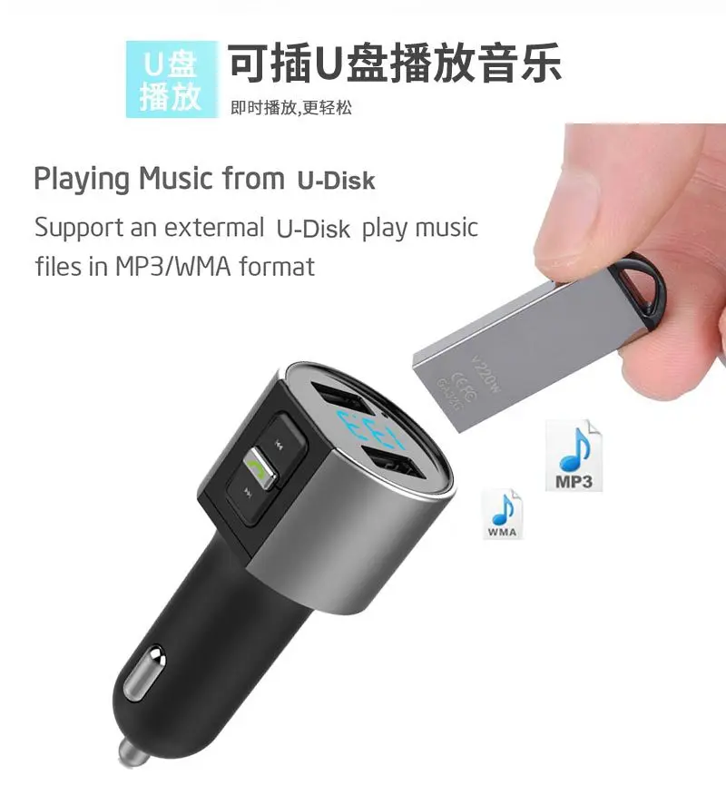 Bluetooth Handfree Автомобильный комплект fm-передатчик Автомобильный MP3 модулятор плеер 3.4A Outport Dual USB быстрая зарядка автомобильное зарядное устройство