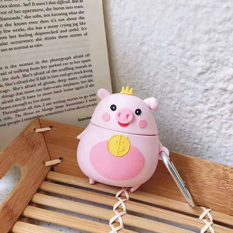 A2 Чехол для AirPods 3D персональный мультяшный чехол для пары животных для Airpods 2/i10/i11 TWS Защитная крышка с крючок карабина - Цвет: A2