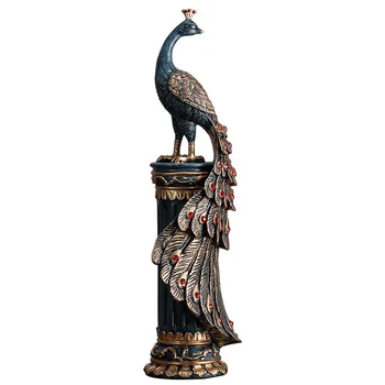 

CHINESE ANTIQUE GILDED PEACOCKS STATUE RESIN ANIMAL SCULPTURE ROOM DECOR FENGSHUI ORNAMENT HOME DECORATION ACCESSORIES