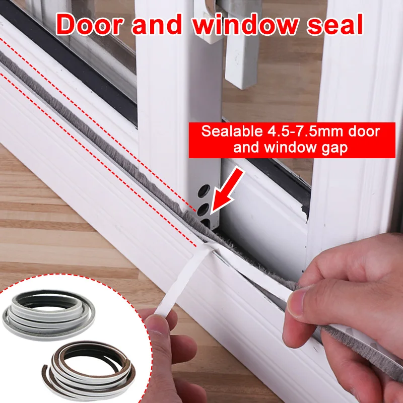 

1 Pcs Self Adhesive Seal Strip 5M Door Draught Excluder Brush Windproof Window Protector AUG889