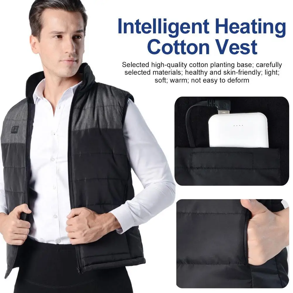  Men Women Outdoor USB Infrared Heating Vest Jacket Winter Clothing Waistcoat Electric Heating Vest 