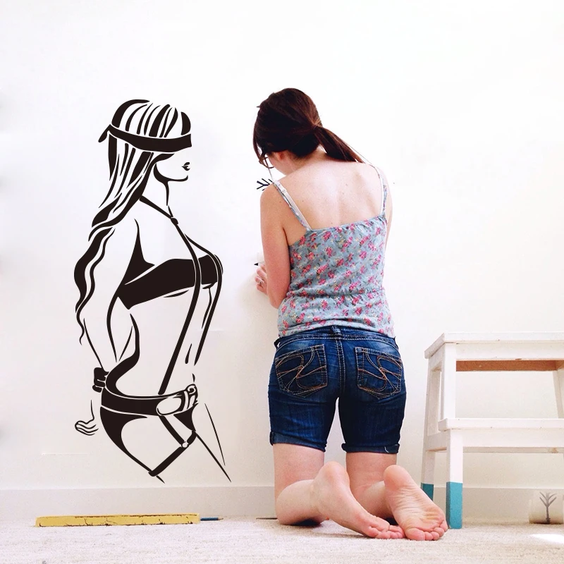 Modern Large Chain Girl Handcuffs Submissive Sex Wall Sticker Girl Room Sexy Girl Woman Wall Decal Bedroom Wedding Decor (1)