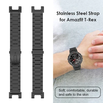 

Smart Watch Strap Shopping Wearing Outdoor Stainless Steel Accessories for Huami Amazfit T-Rex Metal Replacement Band