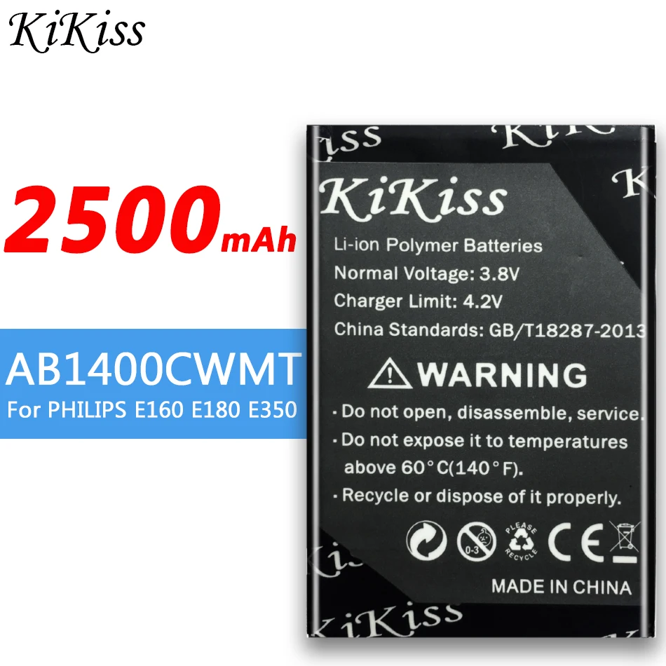 2500 мАч AB1400CWMT для PHILIPS E160 E180 E350 Смартфон батарея большой емкости