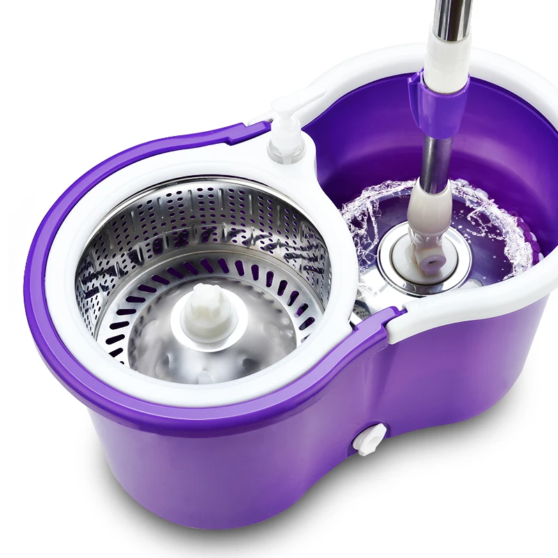 Purple IFun Швабра для пола, вращающаяся Швабра для мытья пола, уход за полом и усиленная система ковша с 2 дополнительными насадками для швабры - Цвет: Purple
