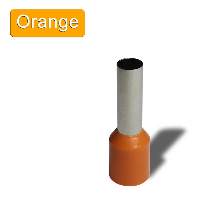 1000pcs/Pack E0508 E7508 E1008 E1508 E2508 Insulated Ferrules Terminal Block Cord End Wire Connector Electrical Crimp Terminator 1000pcs Orange