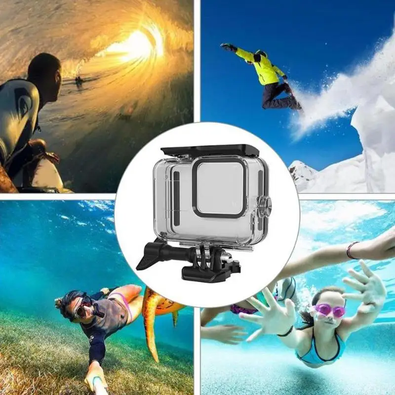60 м подводный корпус чехол для GoPro Hero 8, черный объектив, чехол для камеры для плавания, аксессуар, корпус, водонепроницаемый чехол, защита для дайвинга C5M7