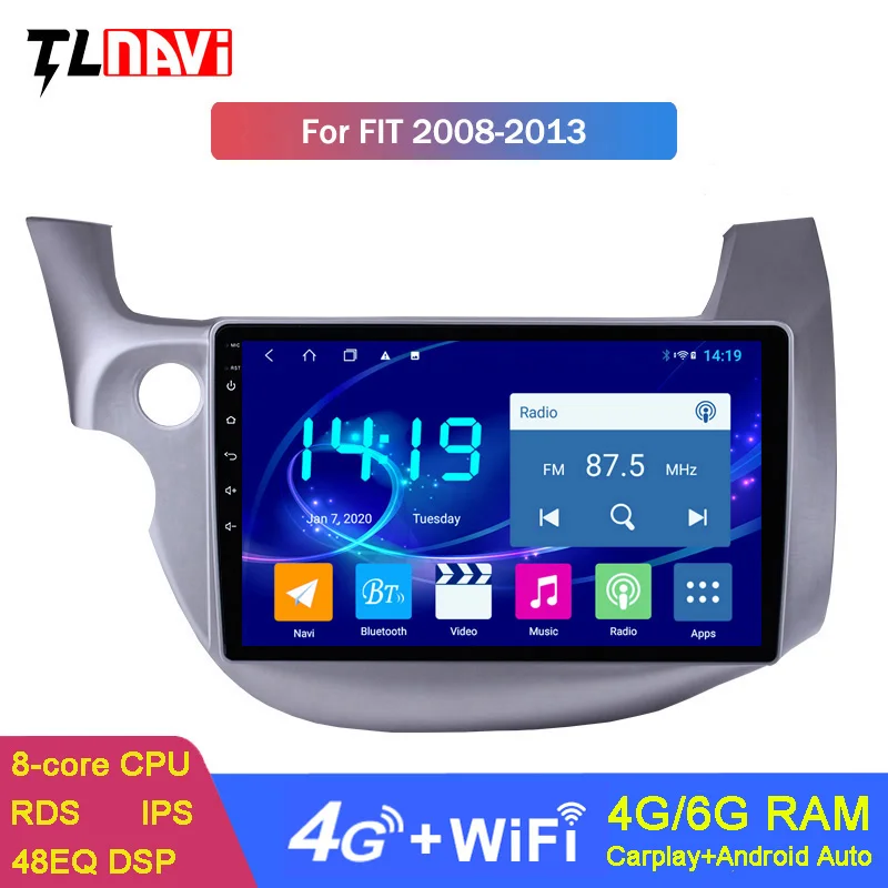 10-дюймовый IPS 6G + 128G GPS-навигатор для Honda FIT Jazz 2008-2013 автомобильная стереосистема с 4G