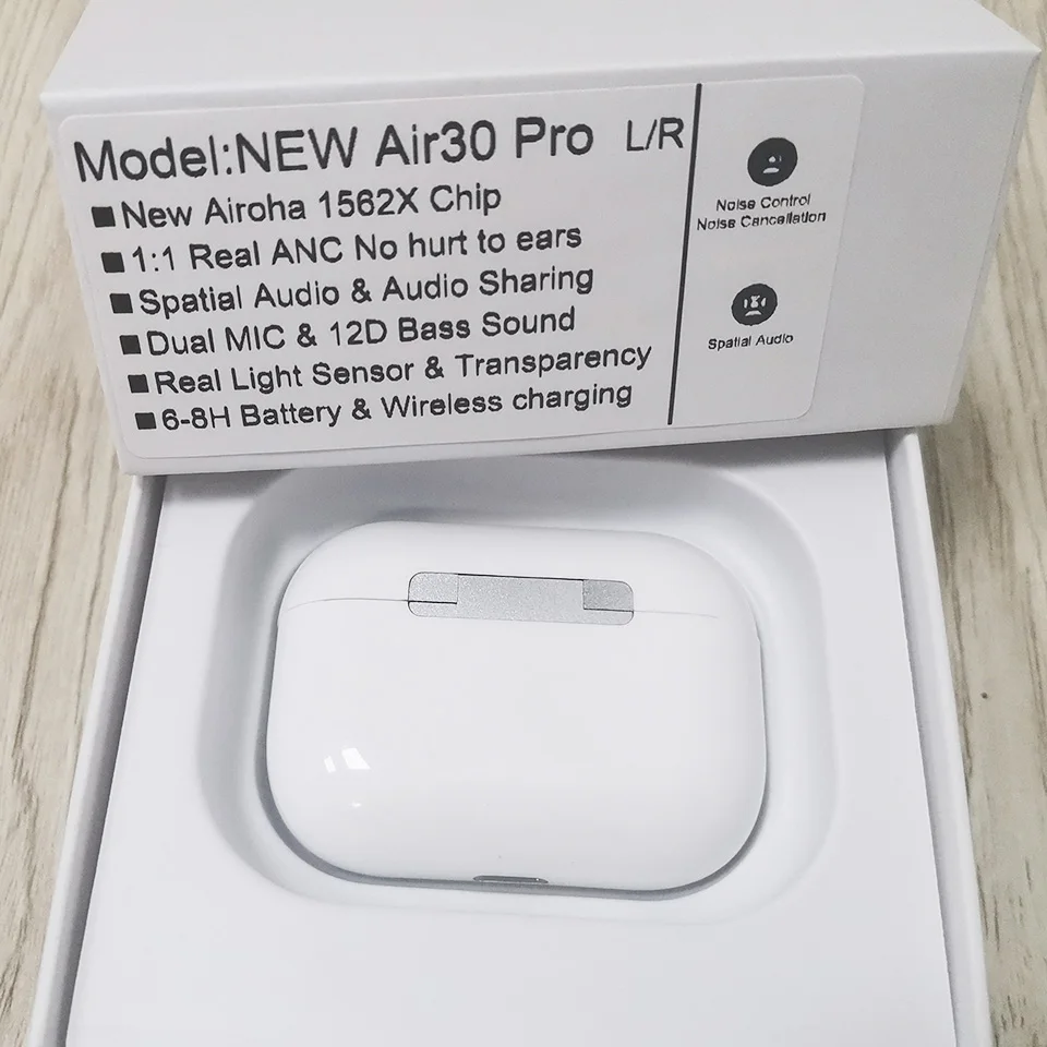 Беспроводные гибридные наушники Air30 Pro TWS 45DB ANC 1562X чип светильник вой Датчик Bluetooth