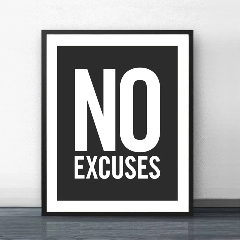 

No Excuses Inspirational Quote Fitness Poster Gym Wall Decor , Motivational Art Typography Modern Canvas Painting Decoration