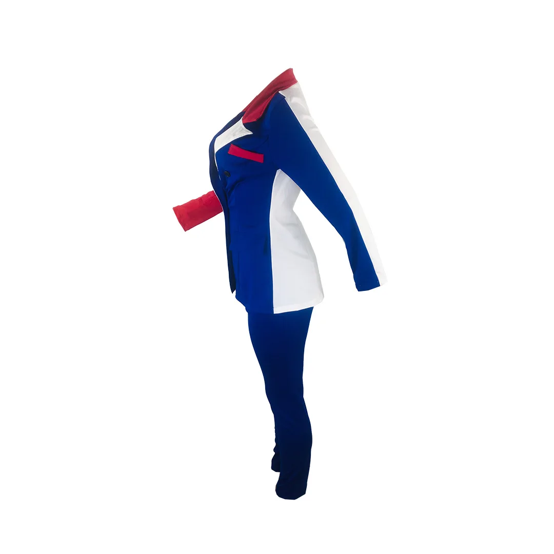 Осенне-зимний спортивный костюм; блейзер с длинными рукавами; брюки; костюм из двух предметов; Повседневная модная одежда; разноцветная форма в стиле пэчворк; D5090