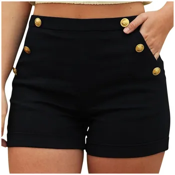 

2020 New Black Shorts Women Casual Plus Size Zipper Elastic Band Hot Pants Verano Lady Clothing Summer Shorts Mujer Trouser #C12