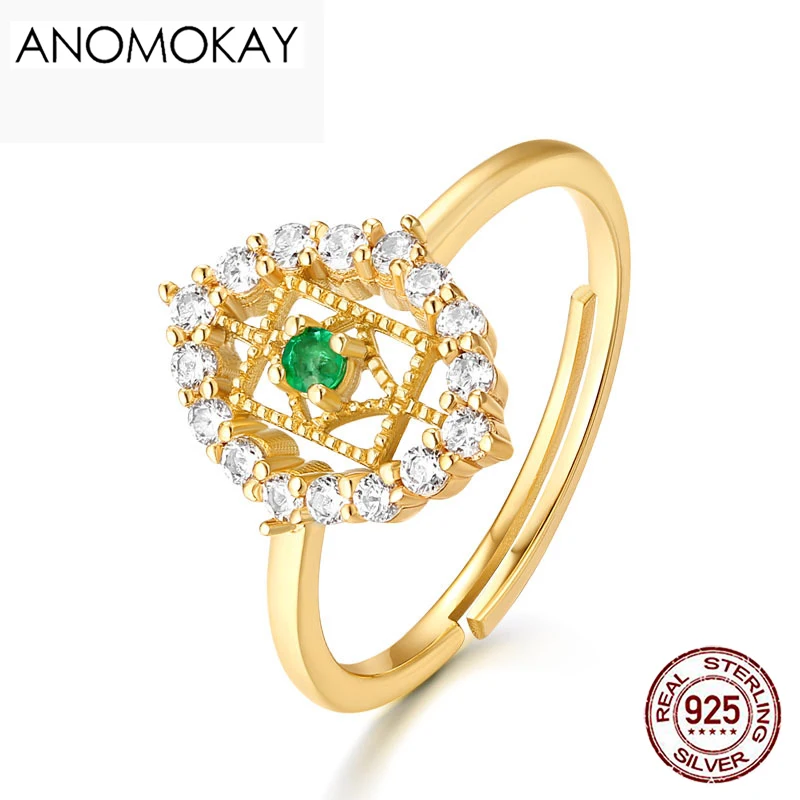 Женское кольцо из серебра 925 пробы с зеленым кубическим цирконием|Кольца| |