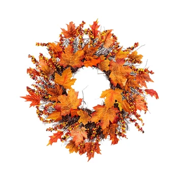 

45/60cm Thanksgiving Autumn Wreath Artificial Maple Leaf Garland Door Decoration