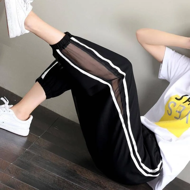 Summer Sexy Mesh Woman Pants Korea High Waist Thin Casual Black Baggy Harem Pants Women Plus Size Casual Trousers Pantalones Summer Sexy Mesh Woman Pants Korea High Waist Thin Casual Black Baggy Harem Pants Women Plus Size Casual Trousers Pantalones