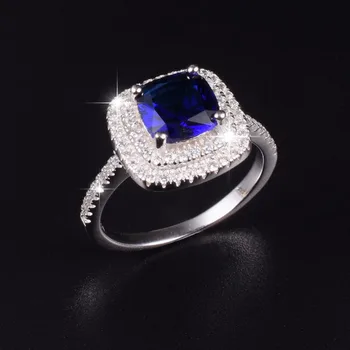 

Brand Real Solid 100% 925 Sterling Silver Wedding Rings Jewelry for Women 3ct Blue Sapphire Engagement wedding Ring size 5-10