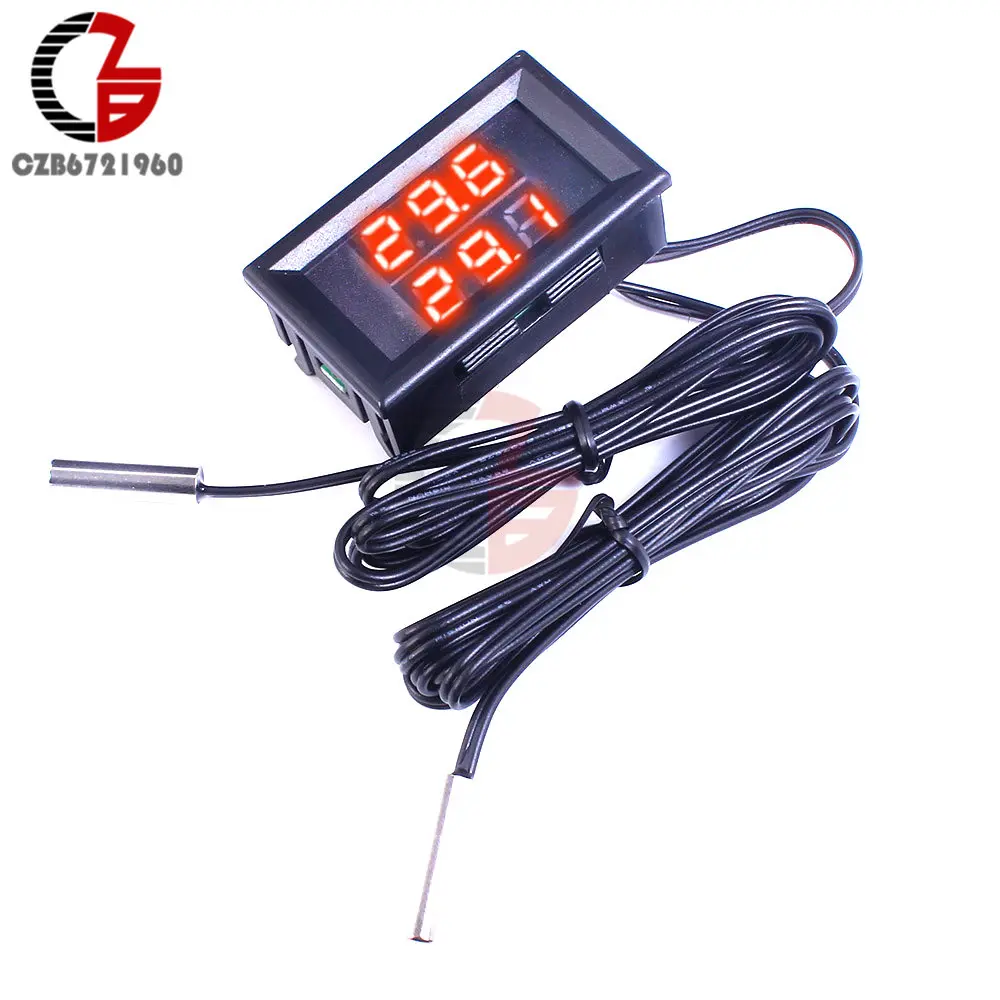 3 Digit DC 4-28V Мини встроенный светодиодный цифровой термометр инкубатор холодильник измеритель температуры автомобиля монитор детектор аквариума Отопление охлаждающий тестер - Цвет: 3 Digit DC 4-28V