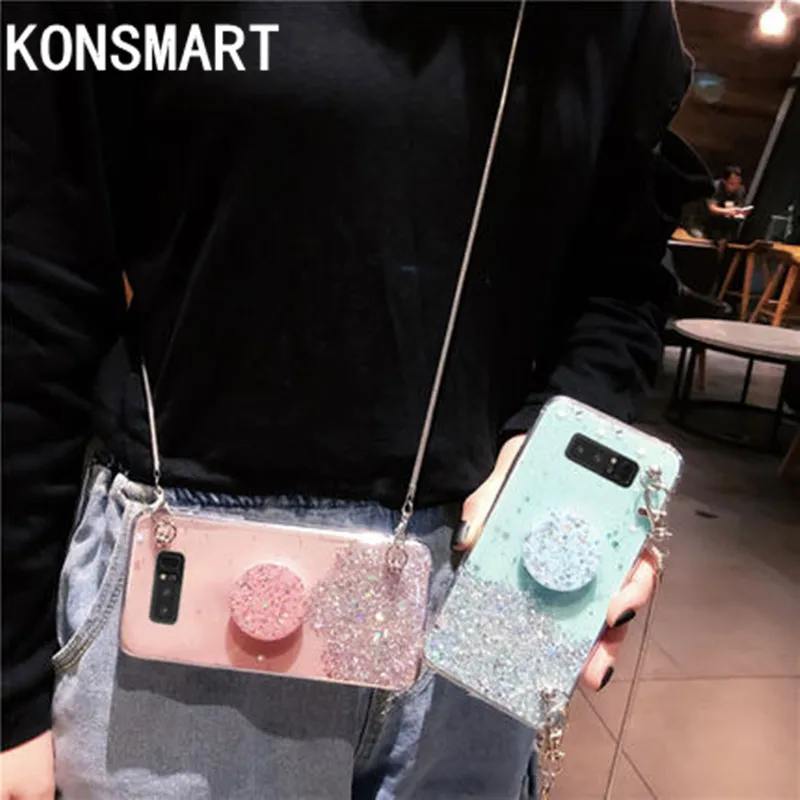 Чехол KONSMART для Samsung Galaxy S10 Plus Lite S9 S8 роскошный блестящий прозрачный ремешок со