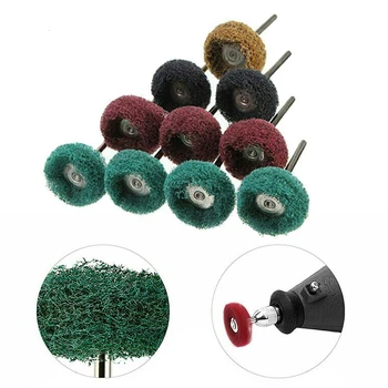 

10/30/50pcs 3mm Shank Non-woven Flap Sanding Wheel Fiber Abrasive Scouring Pad Polishing Grinding For Metal Cleaning Head