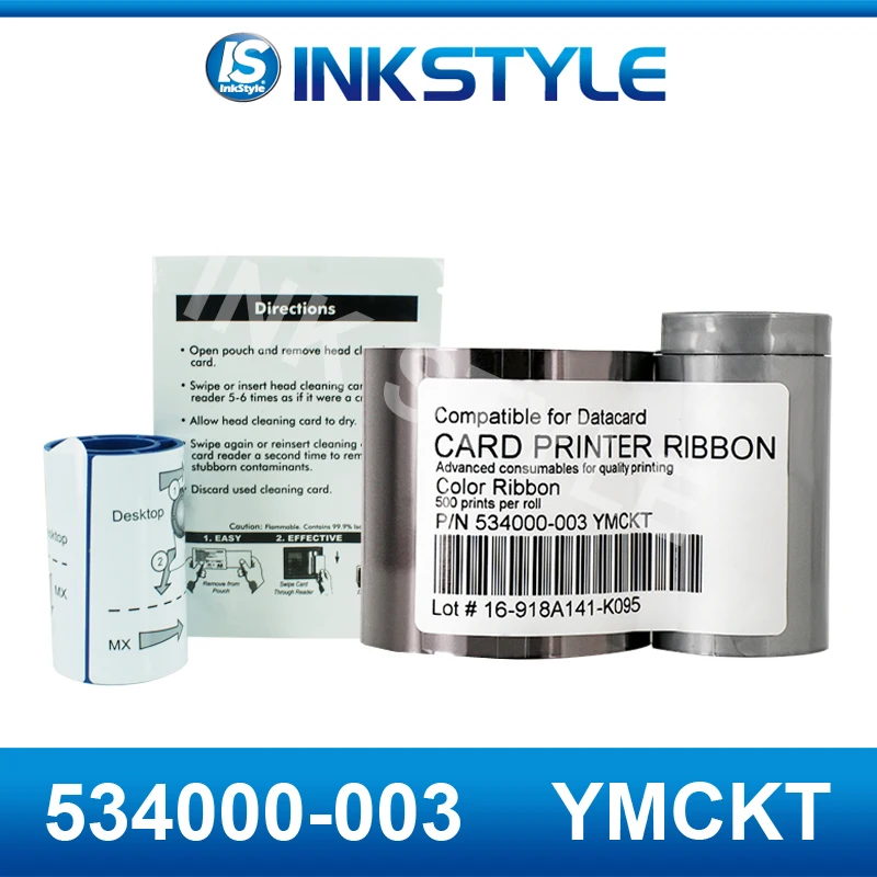 Упаковка из 5 шт., совместимая 534000-003 YMCKT лента 500 принтов для Datacard FP65 FP65i SP35 SP75plus SD260 SD360 SD460 карточный принтер