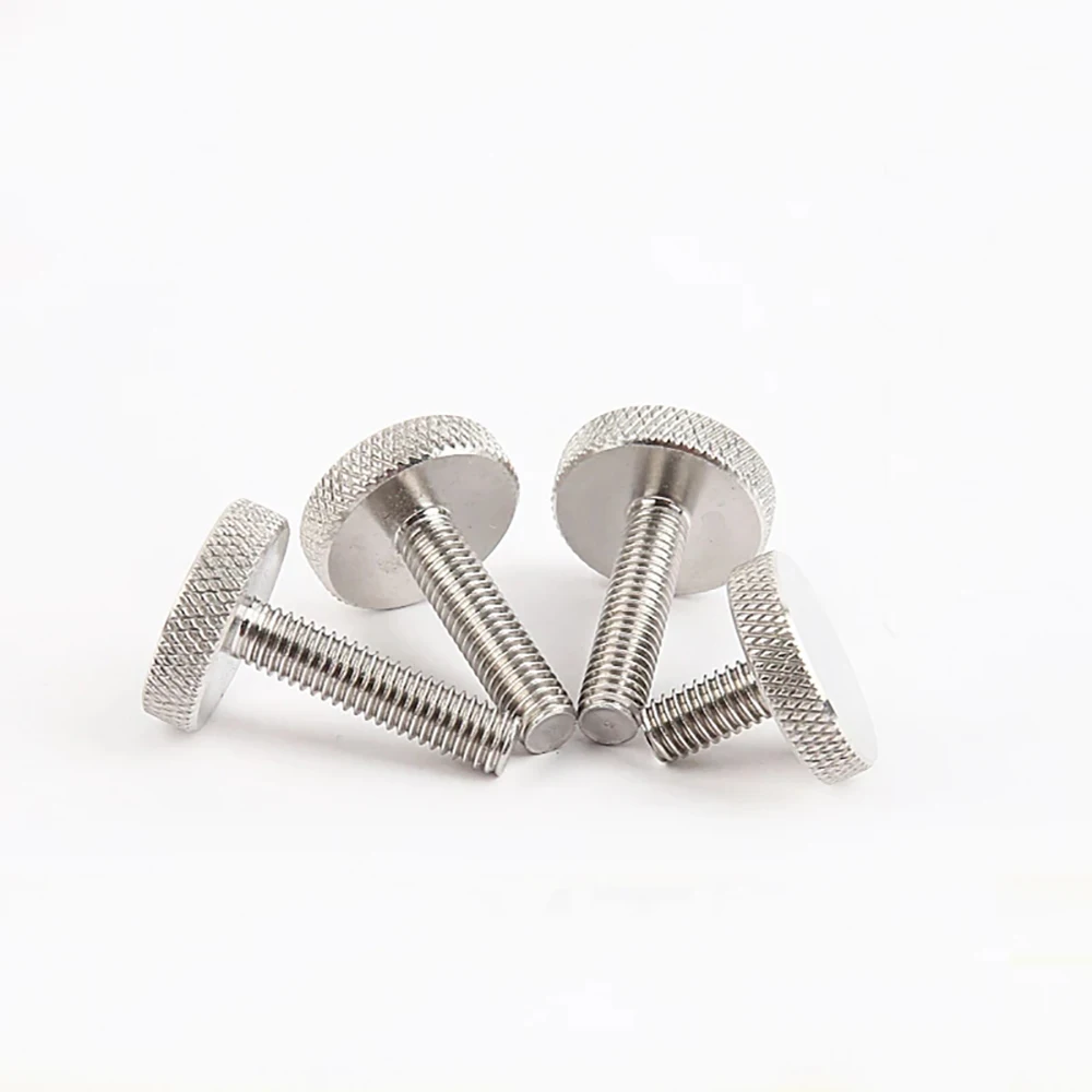 2Pcs~5Pcs M3 M4 M5 M6 M8 M10 SUS304 Stainless Steel Hatching Knurled Thumb Screw GB835 DIN653 Flat Head Hand Tighten Thumb Screw