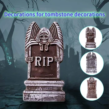

Graveyard Tombstone Halloween Decoration Outdoor Headstone With Stakes Bar Party Garden Yard Home Foam RIP Prop Haunted House