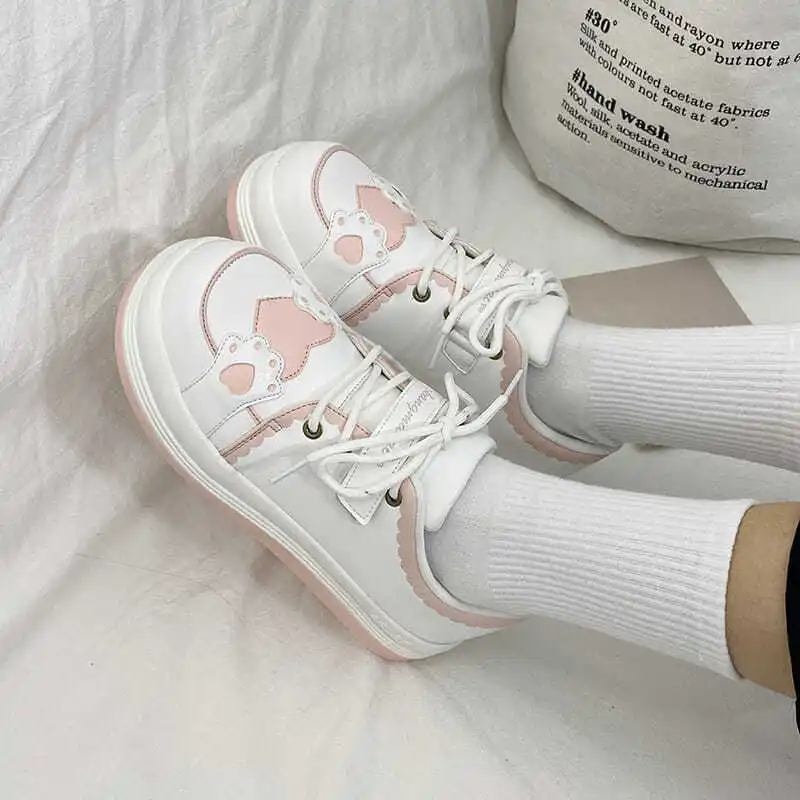 Кроссовки Kawaii женские повседневная спортивная обувь на платформе с круглым