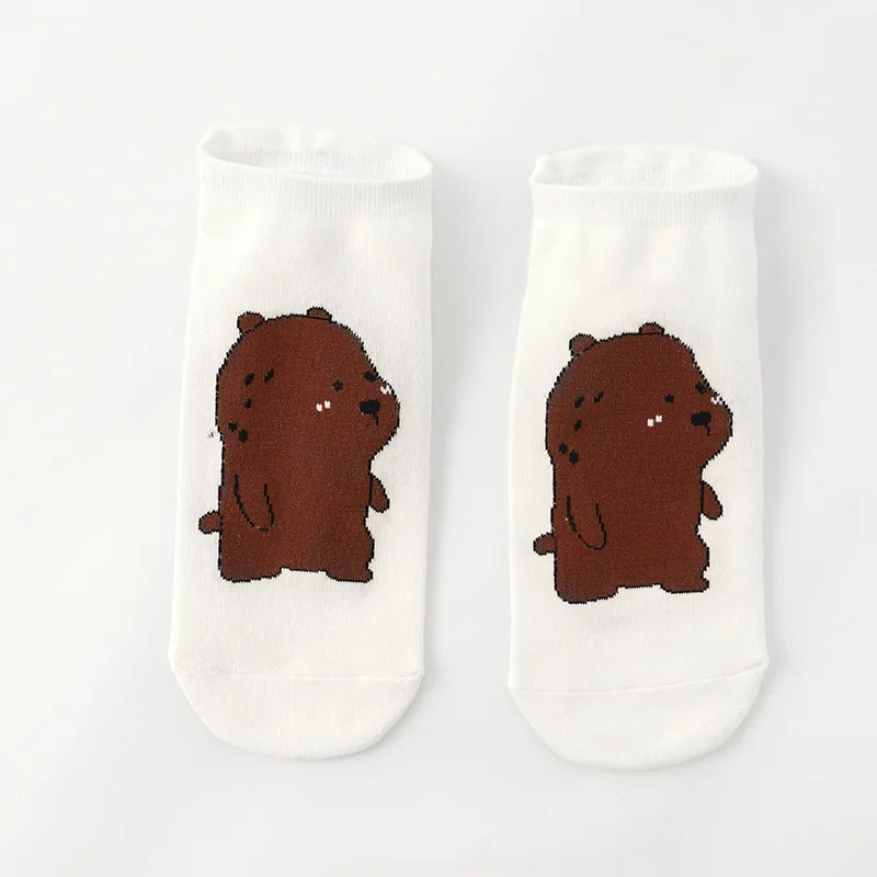 Милые короткие носки с рисунками животных; забавные женские носки с динозавром, лисой, пингвином, медведем; милые женские носки в Корейском стиле - Цвет: 2