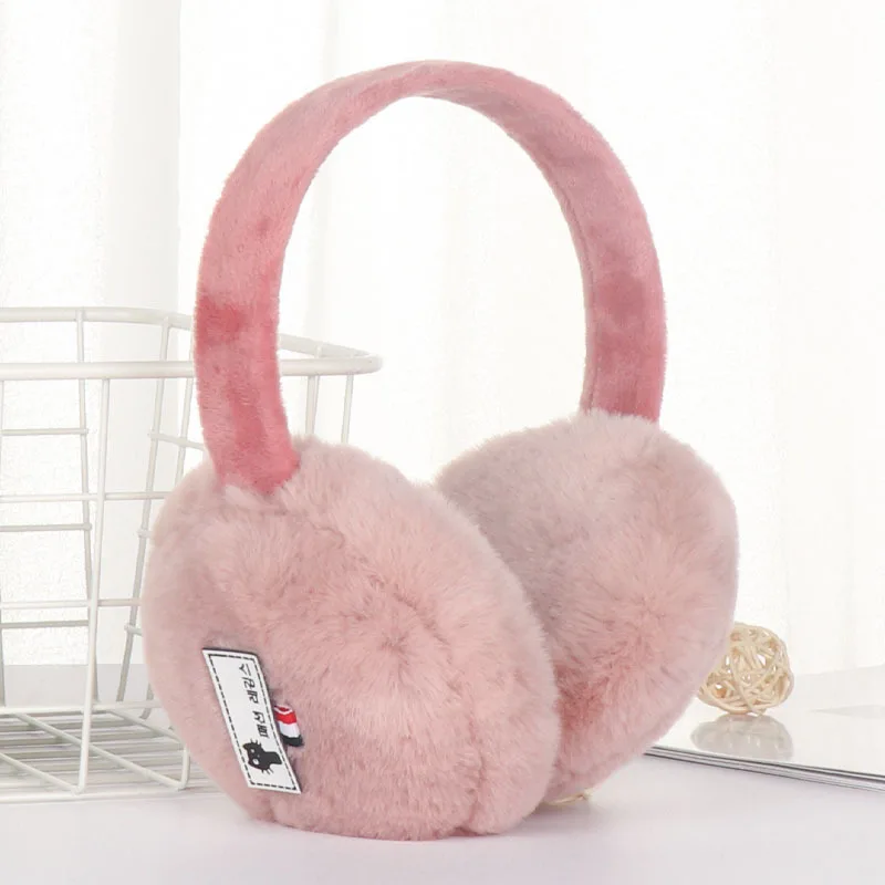 Leather Pink Зимние женские наушники однотонные цветные наушники Мода стандарт маркировки теплое пальто с подкладкой и наушники на меху, без застежки наружные наушники - Цвет: Leather Pink