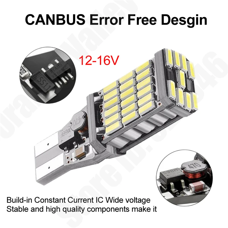 2PCS  LED T15 W16W 45 SMD 4014 ڵ ڵ Canbus        