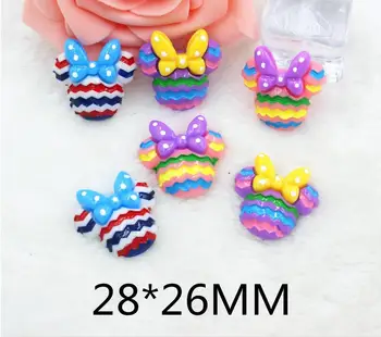 

Kawaii Colorful Mouse Head Bowtie Resin Flatback Cute Minnie Head Cabochon For Craft DIY Scrapbooking Accessories