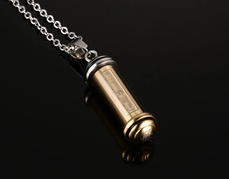 Meaeguet золото-цвет нержавеющая сталь труба подвеска в виде бутылочки парфюма ожерелье для женщин Shurangama ювелирные изделия в стиле буддизма 2" цепь